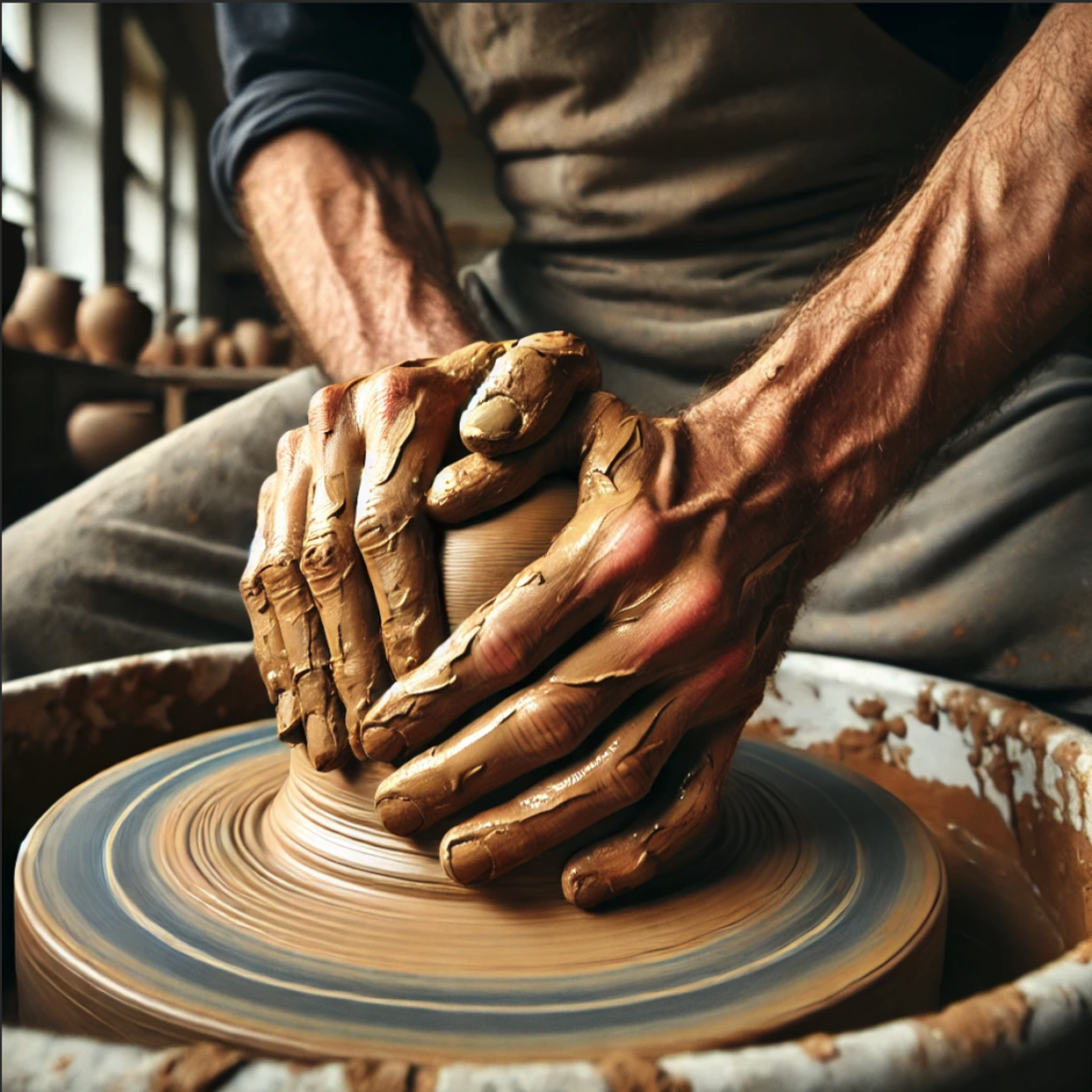 Centering clay on the wheel